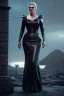 Placeholder: Kate Winslet as evil queen in black leather gown, cleavage, angry, stern look, unreal 5, octane render,cinema4d, dynamic lighting, dramatic lighting, 4k, redshift render, highly detailed, hyper realistic