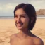 Placeholder: girl look beautiful wear swimsuit in beach full body, close-up, short hair, smile, 8k ,rtx ,eyebrows like serious,facing left, hyper realistis