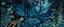 Placeholder: A dark blue jungle with tigers and chameleons designed in Javanese shadow puppets painted by Utagawa Hiroshige