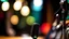 Placeholder: selective focus microphone and blur bokeh musical equipment guitar, bass, drum piano background. digital