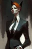 Placeholder: a fox in black suit,white collar neck band and court gown in the style of Aleksi Briclot, Charlie Bowater, Dean Cornwell, and Pino Daeni