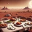 Placeholder: Thanksgiving dinner in a settlement on Mars