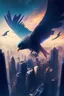 Placeholder: في الفضاء طير عملاق فوقه مدينه