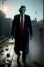 Placeholder: Ultra realistic image night, Donald trump zombie, suit, blood, torn arm, night, the walking dead style, dark ambient, highly detailed, White House background, concept art, unreal engine 5, ray tracing, RTX, ultra detail, volumetric lighting, high definition, high resolution.