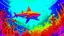 Placeholder: Comic style, underwater, coral reef, shark