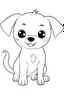 Placeholder: coloring page, funny baby dog, for toddler, flat vector, full view, only draw lines, clean line art, –no sketch, color, –ar 3:4, white background, minimalistic black lines, minimal black color, low level black colors, coloring page, avoid thick black colors, thin black line art, avoid colors, perfect shape, perfect clear lines,