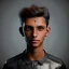 Placeholder: portrait of a tanned teenager boy with curly black hair and amber eyes,steampunk style,4k quality,