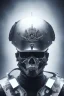 Placeholder: All black British soldier, high tech skull special forces helmet, shiny platinum helmet, white smoke, dark, rage, sorrow, high definition, ultra 8 k, volumetric lighting, blue fire, fog