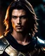 Placeholder: handsome male alpha warrior age 25 with shoulder length hair and a goatee. dark fantasy