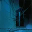 Placeholder: Minimal abstract oil painting of a zoom in on limbs sinew. Amongst concrete fragments brutalist architecture and hanging wires illuminated at night. Blue In the style of Justin Mortimer and Phil Hale and Ashley Wood