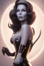 Placeholder: Jaclyn Smith as evil queen in black leather, busty, cleavage, dominatrix, curvy, angry, stern look. character design by cory loftis, fenghua zhong, ryohei hase, ismail inceoglu and ruan jia. unreal engine 5, artistic lighting, highly detailed, photorealistic, fantasy