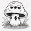 Placeholder: mushroom, black and white, cartoon, drawing, cute, creature, simple