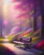 Placeholder: park mystical dream, park bench, trees, path, bird, sunshine, mystical, fantasy, romanticism, pastel colors, daylight, daytime, acrylic painting, detailed, soft focus,