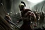 Placeholder: Cinematic shot of King Leonidas holding a spear, in the middle of a intense battle in Sparta Battlefield, the background is a battlefield , clash of swords, masculine, bodybuilder, determined, dynamic action, dynamic motion, combat pose, epic, dramatic, wide angle shot, cinematic lighting, photorealistic, clean sharp focus, film grain, hyper - detailed, directed by Zack Snyder