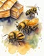 Placeholder: three bees under the hive watercolor drawing