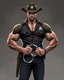 Placeholder: Handsome muscular sheriff holding handcuffs