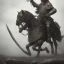 Placeholder: Nomad cavalry. Warriors. Leather armor. Black. Sharp details. Roar. Fast galloping.