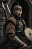 Placeholder: Close-up of a warrior the 1200s and a Mongol warriors portrait , strong athletic build, cinematographic photo