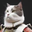 Placeholder: beautiful smooth realistic Japanese samurai robot cat body, run on dark cosmos background, cat еye, extremely sharp detail, finely tuned detail, ultra high definition, 8 k, unreal engine 5, ultra sharp focus, accurate sword wings, positive smile, lot of details, fit within portrait, Ambiance dramatique