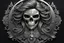 Placeholder: Logo skull, hair , scissors, mask, cover face in 8k tattoo artist dynamic pose, oshare kei, hurufiyya, rtx, intricate details, highly detailed, high details, detailed portrait, masterpiece,ultra detailed, ultra quality