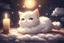 Placeholder: cute anime chibi cat sleeping in a dark room in candlelight Weight:1 heavenly sunshine beams divine bright soft focus holy in the clouds Weight:0.9