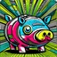Placeholder: piggy bank in comic book style, vector art