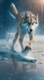 Placeholder: Wolf, skating on ice, realistic image, movie scene hdr 8k