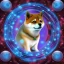 Placeholder: glowing blue aura doge shiba inu with orbs 17