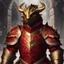 Placeholder: Dragonborn wearing red quilted armor with a gold collar and looks quite royal and smashing, masterpiece, best quality, background fancy party