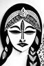 Placeholder: Paper Art, cute Indian women, Blushing face, Black and white colour , Creative