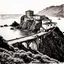 Placeholder: monastère San Juan de Gaztelugatxe ink art noir et blanc