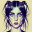 Placeholder: A beautiful portrait painting of a Singer Danish MØ face by Katsushika Hokusai, symmetry, hyperdetailed, illustration darkblue tones,