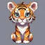 Placeholder: Cute tiger with adorable eyes / t-shirt design / clear lines/ neofuturist, full body