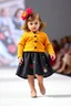 Placeholder: 2 years old german baby girl with clothing like fashion model with pretty high heels in runway with flowers
