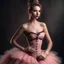 Placeholder: Model with pink corset, tulle skirt