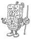 Placeholder: Generate a colouring pages of Fish Character From SpongeBob along with some pencil sketch marks with a white background