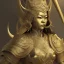 Placeholder: statue 3D japanese viking Girl silver, Thai pattern, Thai dress, detailed pattern, pattern, template, prototype, weaving gold 4k golden face wing golden eyes