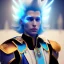 Placeholder: Handsome galactic knight, glitter blue and white prince suit with jewels, blond hair, blue eyes, cinematic lights, unreal engine 5, 4k, high details