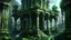 Placeholder: Abandoned mansion rising from contaminated rock, alien fungi covering classical columns, stagnant pool with bubbling mercurial liquid, garden statues melting from pollution, windows oozing greenish goo, architectural structure fusing with toxic crystals, Lovecraftian biomechanical style