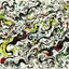 Placeholder: A white cloudy sky with tornadoes designed in Mehndi design painted by Jackson Pollock