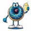 Placeholder: retro Cartoon mascot of a donut holding a glass of lemonade