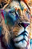 Placeholder: "lion", clean design, epic Instagram, art station, splash of colorful paint, contour, ((solid white background)), closeup, looking into camera, hyperdetailed intricately detailed, unreal engine, fantastical, cinema lighting, intricate detail, splash screen, complementary colors, fantasy concept art, 8k resolution, DeviantArt masterpiece, watercolor, paint dripping