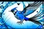Placeholder: vitrail d'un geai bleu ailes déployées cyberpunk