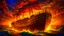 Placeholder: "An artistic illustration of a magnificent ship sailing fearlessly on a sea of molten lava during a raging storm. The ship's design is a fusion of historical and fantastical elements, with intricate details that give it a sense of wonder and adventure. The lava flows around the ship in vibrant, otherworldly colors, creating a surreal and mesmerizing scene. The camera angle is a medium shot, focusing on the ship's gallant figure and the swirling lava waves. The art style draws inspiration from fa