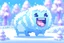 Placeholder: Nintendo DS-style pixel art of an In-Training Epi-Yeti, cute with rosy cheeks, playfully chasing after a pixelated germ, set in a snowy playground with soft hues.