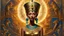 Placeholder: 1Nefertiti, portrait of godanubis in front altar with groups of egyptian, jackal head, swirl of fire, aura, magic, sparks, magic astral, ornate, details