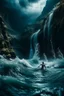 Placeholder: A cave with covered with waterfalls