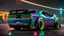 Placeholder: Dodge Challenger Hellcat ultimate tuning Mansory Cyberpunk 2077 neon Style Rear View, Super Detailed, desktop wallpaper, 4K