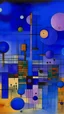 Placeholder: A violet space station surrounded by planets painted by Paul Klee