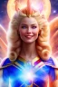 Placeholder: cosmic woman smile, admiral from the future, one fine whole face, crystalline skin, expressive blue eyes,rainbow, smiling lips, very nice smile, costume pleiadian, Beautiful tall woman pleiadian Galactic commander, ship, perfect datailed golden galactic suit, high rank, long blond hair, hand whit five perfect detailed finger, amazing big blue eyes, smilling mouth, high drfinition lips, cosmic happiness, bright colors, blue, pink, gold, jewels, realist, high commander